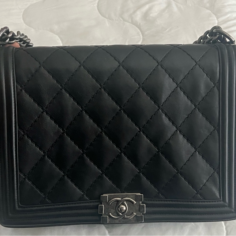 Authentic 14C/Cruise 2014 SC-A92106 Chanel Leboy Double Stitched Quilted Flap